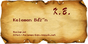 Kelemen Bán névjegykártya